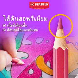 STABILO Swans ARTY ดินสอสี สีไม้พรีเมี่ยม สีไม้ สีไม้แท่งยาว 12/24/36/48 สี แถมสีทองในกล่อง