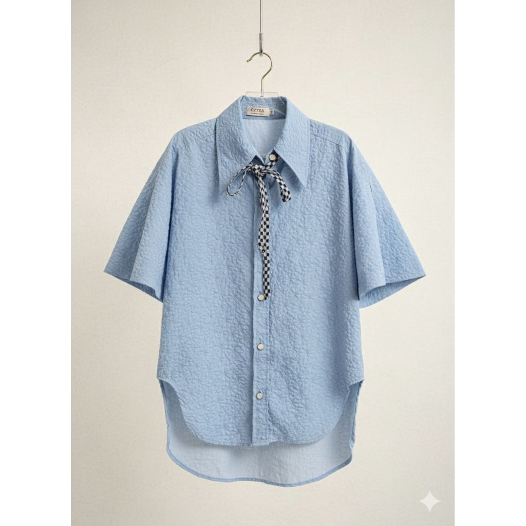ไม่มีตำหนิ✨EZTRA Wear เสื้อเชิ้ตแขนวอลลุ่ม มือ✌️