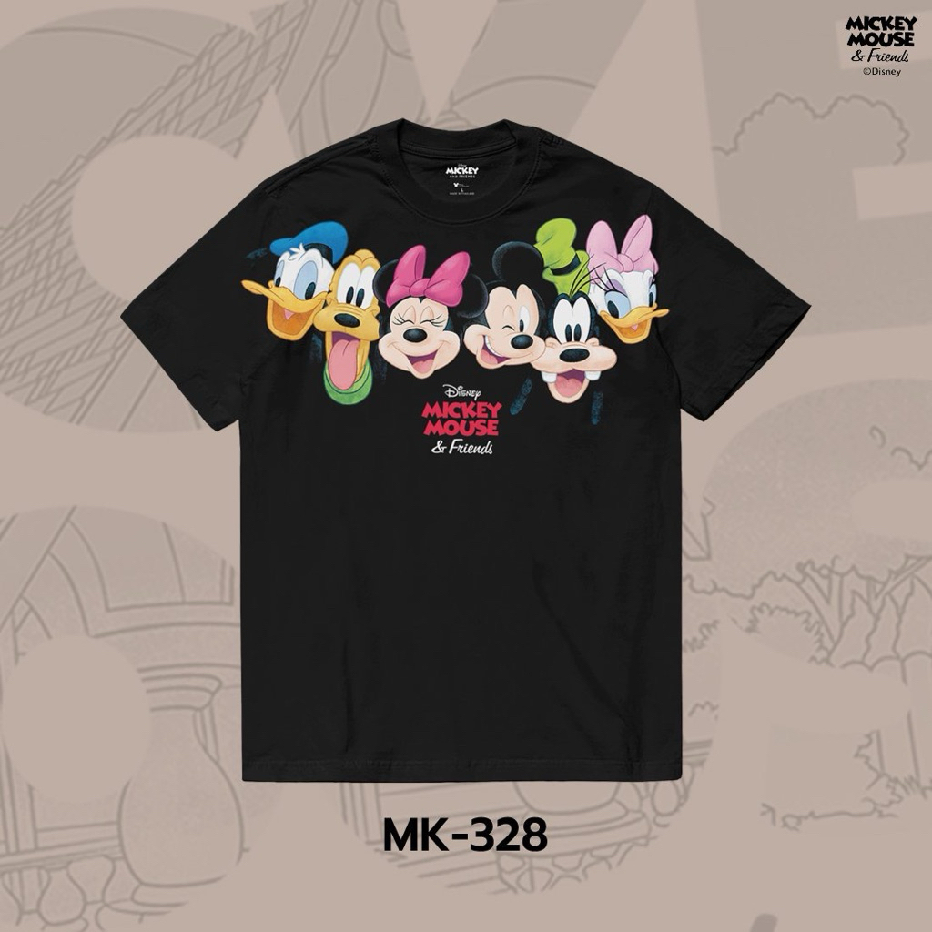 เสื้อยืด การ์ตูน มิกกี้เมาส์ ลิขสิทธ์แท้ DISNEY (MK-328)ผ้าสีดำ