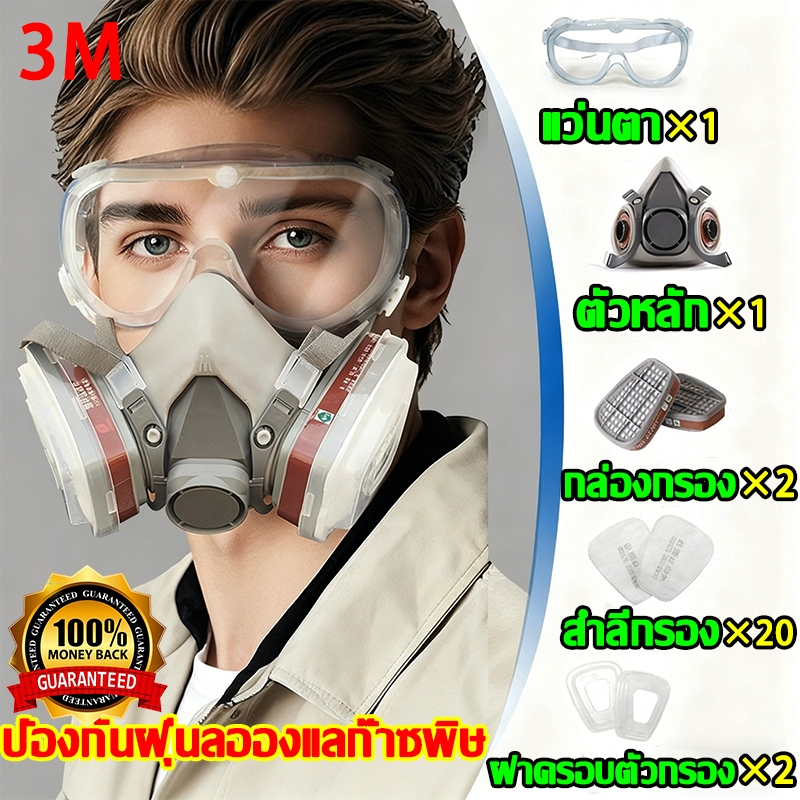 แถมสำลีกรอง 20 ชิ้น หน้ากากพ่นยา ป้องกัน ปรับขนาดได้ หน้ากากป้องกันแก๊สพิษ รุ่น N95 หน้ากากกันสารเคมี หน้ากากป้องกันฝุ