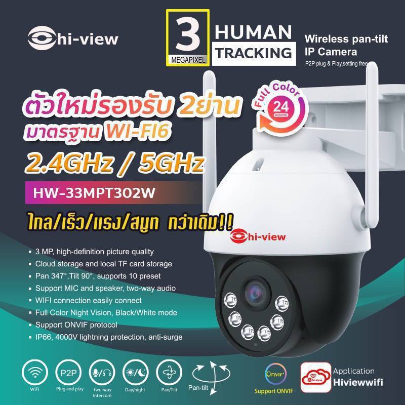Hiview รุ่น HW-33MPT302W คมชัด 3ล้านพิกเซล รองรับ Wi-Fi 6 2.4/5Ghz.
