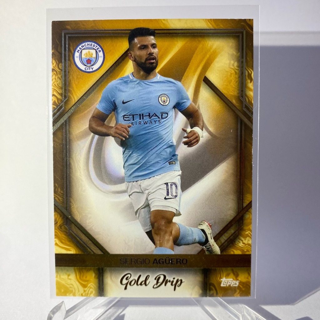 การ์ดนักฟุตบอล สำหรับสะสม SERGIO AGUERO, MANCHESTER CITY, GOLD DRIP, TOPPS 2024