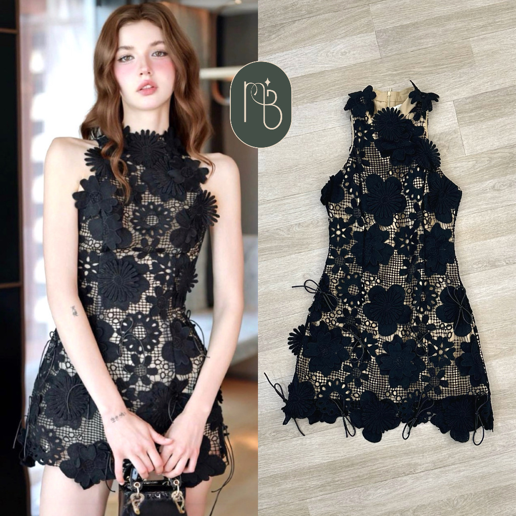 A-9588 MABEL BRAND ชุดนิเดรสแขนกุดผ้าลูกไม้ [2PM]