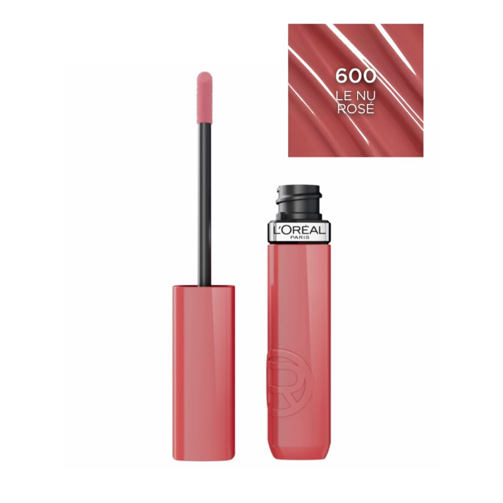 ส่งต่อของแท้ลอรีอัล | ลิปสติก L’Oreal Paris Infallible Laque Resistance สีชมพู 600 (LE NU ROSE) เนื้