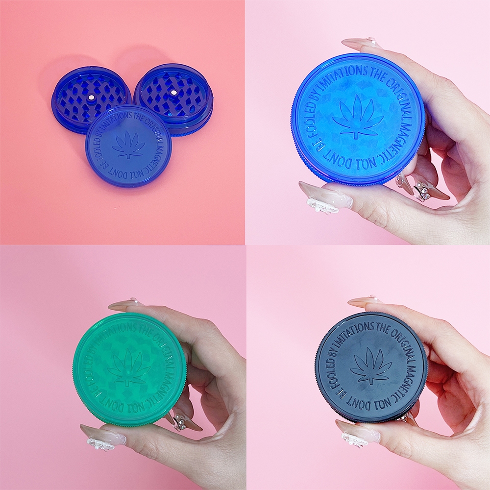 ขนาด 63mm 3ชั้น 40มม เครื่องบดพลาสติกทรงกลม เครื่องบดสมุนไพร ที่บด MINI Grinder สีทึบ สีเขียว สีดำ