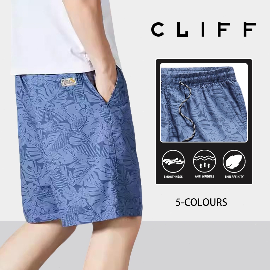CLIFF กางเกงห้าส่วนผู้ชาย กางเกงชายหาด พิมพ์ลาย หลายสี แบบบางสำหรับฤดูร้อน