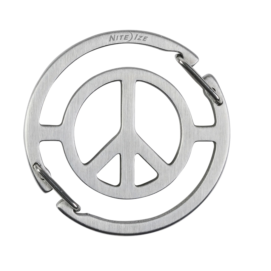 New MEDALLION PEACE SIGN KEY CARABINER