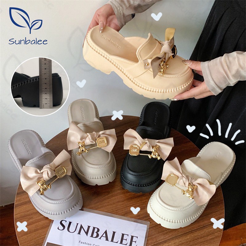 ส่งจากไทย💕 รองเท้าคัทชูเปิดส้นแถมตัวติด รองเท้าแตะเสริมส้น 5 สีพื้น SUNBALEE งานยาง EVA เบานิ่ม ใส่สบาย💕SUNX88