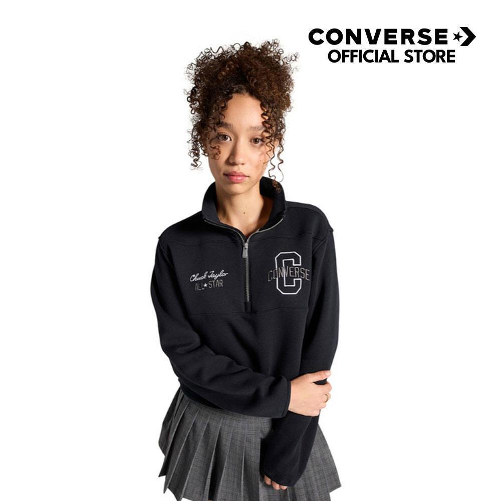 CONVERSE เสื้อกันหนาว RETRO HALF ZIP SWEATSHIRT BLACK ผู้หญิง 1427566AF_H4BKXX (