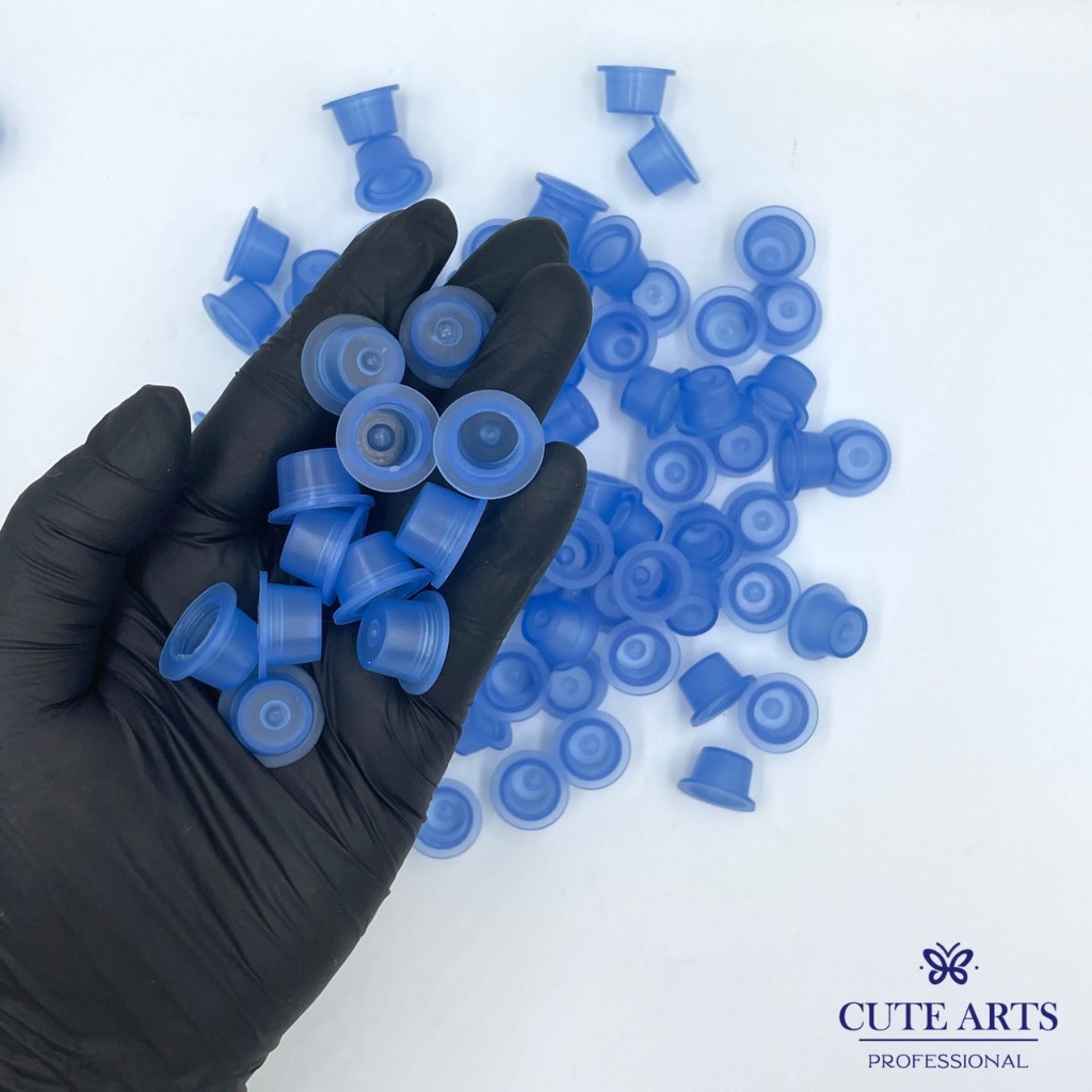 จุกใส่สีสัก สีน้ำเงิน จุกใส่สี หลุมใส่สี แบบนิ่ม ขนาดใหญ่ อุปกรณ์สักคิ้ว อุปกรณ์สัก บรรจุ100ชิ้น - รูปที่ 4