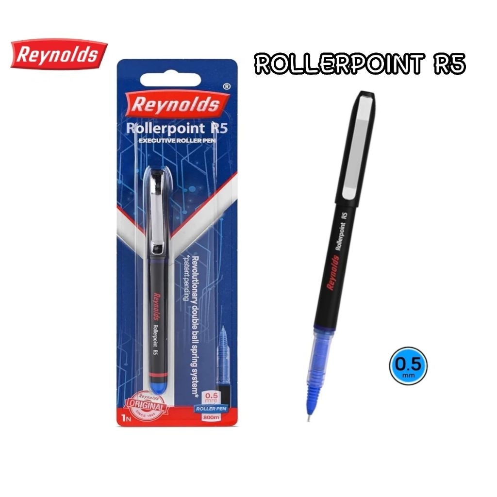 Reynolds ปากกาโรลเลอร์บอล Rollerpoint R5 ขนาด 0.5 มม. หมึกน้ำเงิน กันน้ำ (ราคาต่อ 1 ด้าม)