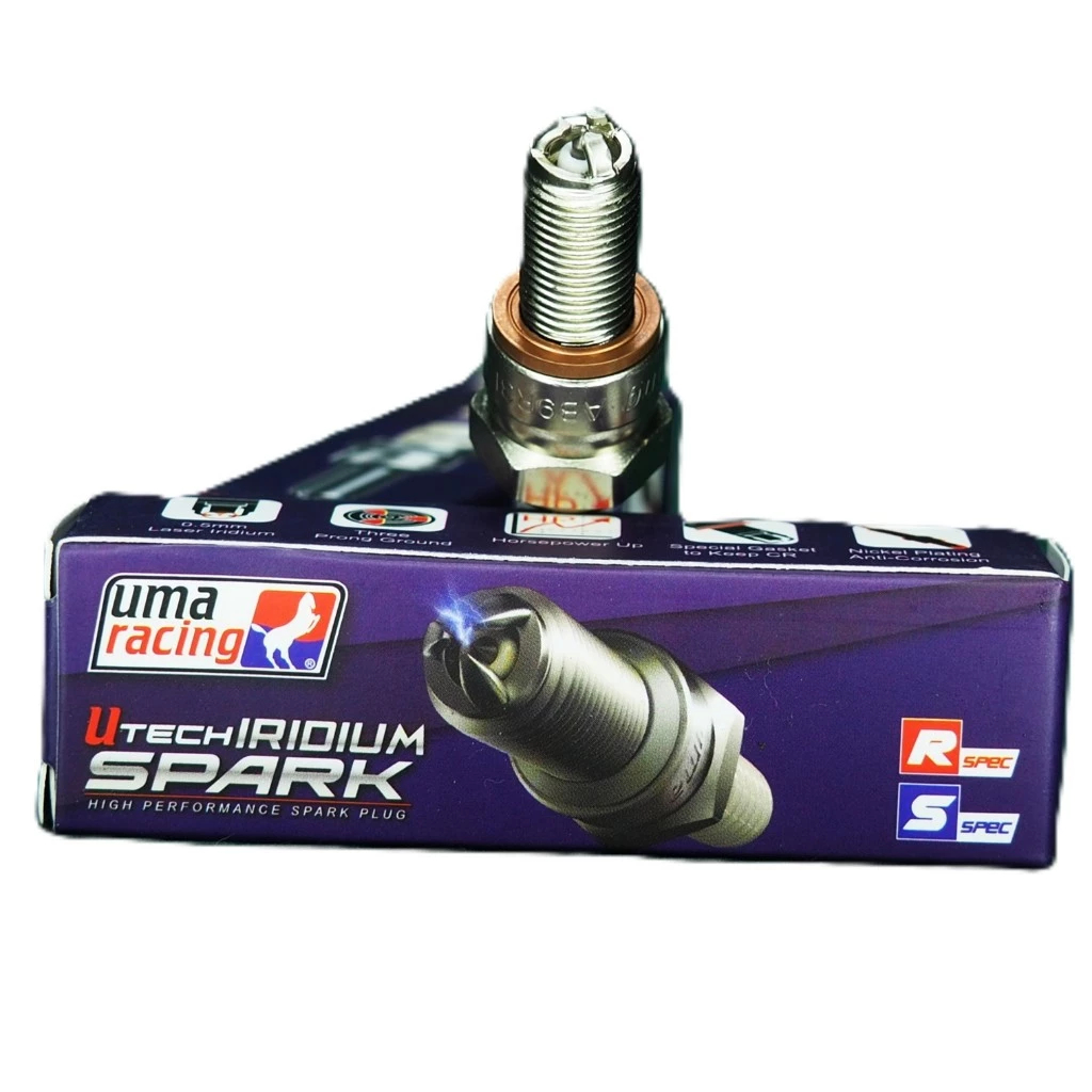 ใหม่ หัวเทียน เข็ม 3 เขี้ยว UMA Racing -Spark Racing Boy เบอร์ 8/9 คละรุ่น RB29. สำหรับ AEROX155 NMAX155 PCX150 MIO125 S