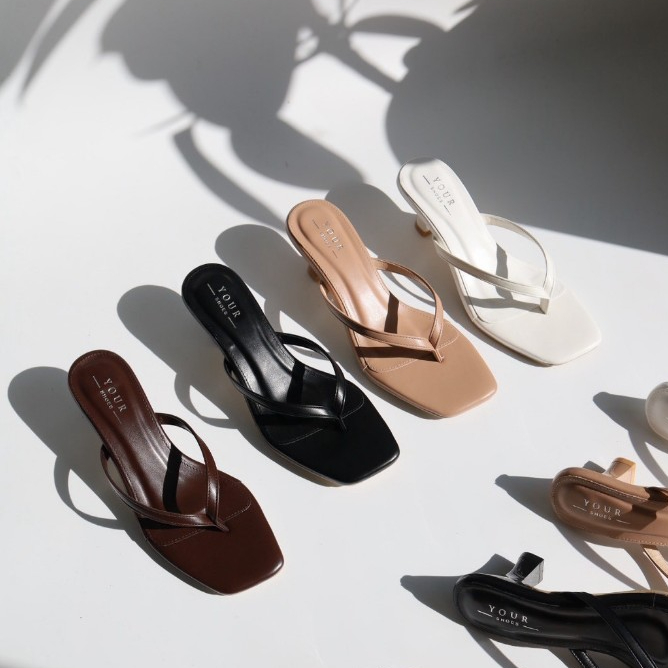YOURSHOES B14 (เท้าอวบ เท้ายาว +1ไซส์*) / รองเท้าส้นสูง 2.3นิ้ว รองเท้าหูหนีบ รองเท้าใส่ทำงาน