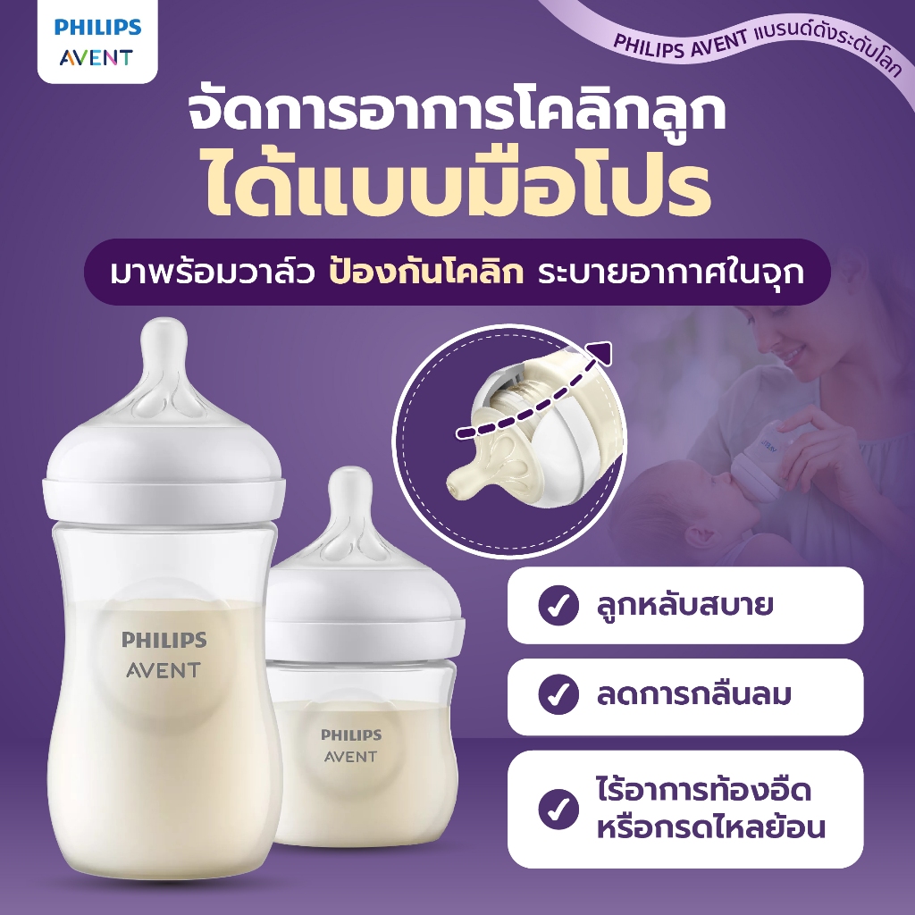 ซื้อ1ได้ถึง6 Philips Avent เช็ตขวดนมแรกเกิด เสมือนนมแม่ ไม่ดูดไม่ไหล ลดติดจุก พัฒนาการดี มีมอก. - รูปที่ 5