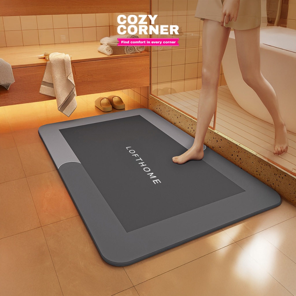 COZYCONER พรมเช็ดเท้าซับน้ำแห้งไว 40×60cm แบบกันลื่น เหมาะสำหรับพื้นที่ภายในห้องน้ำ