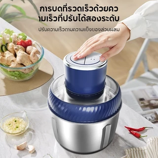 HAN RIVER เครื่องบดเนื้อ 2.5 ลิตร ใบมีดเทอร์ไบน์ 4 ใบ ถ้วยสแตนเลส ฝาใส ปรับ 2 ระดับความเร็ว