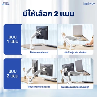 Lunio Ergo Monitor Arm Cybot แขนจับจอ ขาตั้งจอ สีขาวเทา หมุนได้360° ช่วยปรับท่านั่ง ลดดการปวดคอบ่าไหล่ เพิ่มจำนวนจอคอม