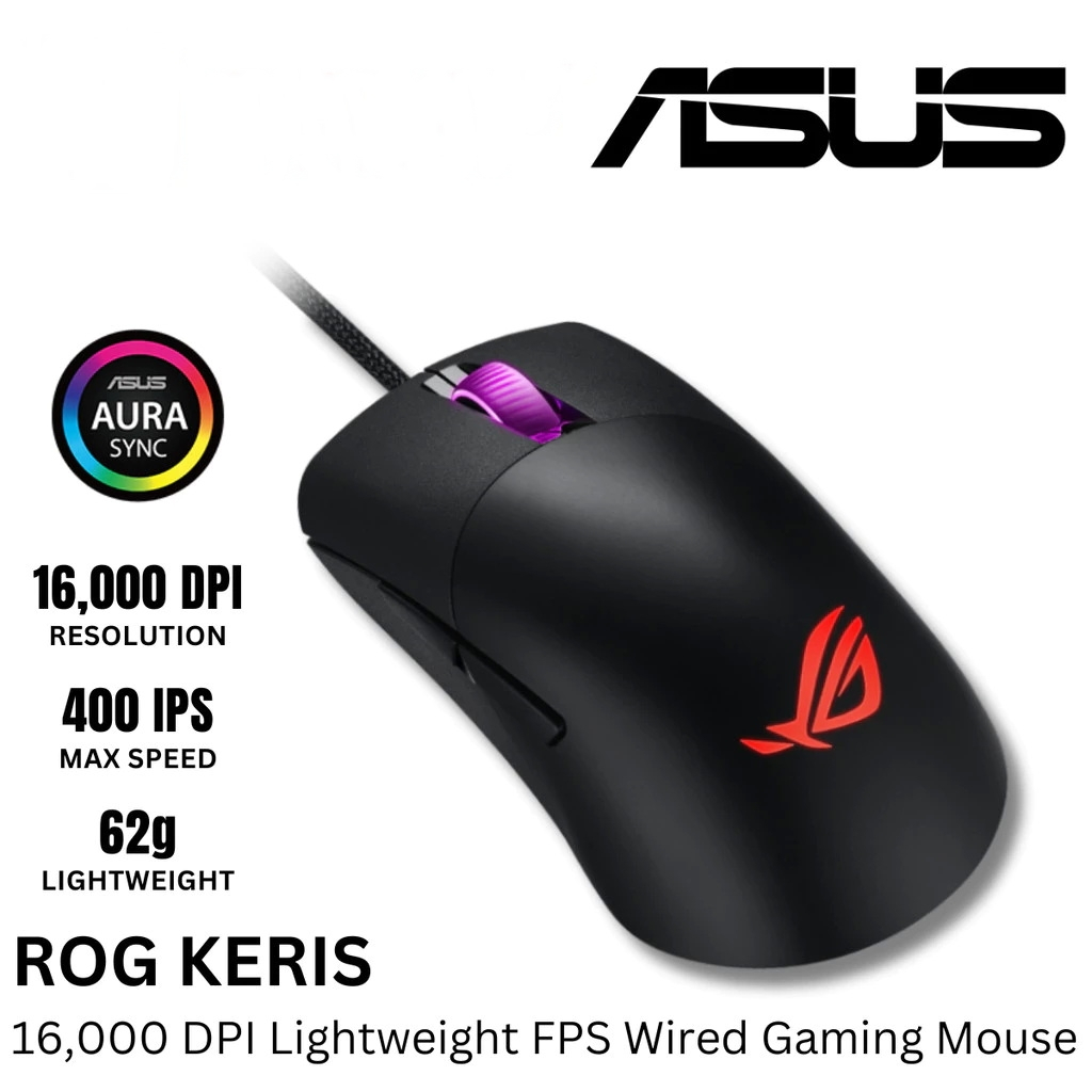 ASUS ROG Keris Gaming Mouse with specially tuned ROG 16,000 dpi sensor