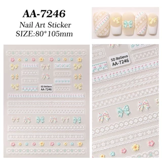สติ๊กเกอร์ติดเล็บลายลูกไม้ 5D lace sticker พร้อมส่งจากไทย