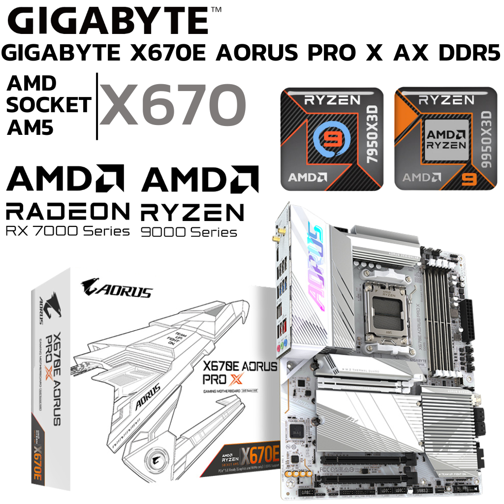 MAINBOARD (เมนบอร์ด) GIGABYTE X670E AORUS PRO X (REV. 1.1) (SOCKET AM5 DDR5 ATX)