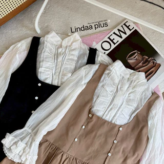 /LD/ ชุดเซ็ตสาวอวบ มีไซส์อก40-52 เสื้อผ้าใยไผ่แต่งระบาย+เอี๊ยม น่ารักคุณหนู เข้ากับบรรยากาศช่วงนี้สุดๆ #พลัสไซส์