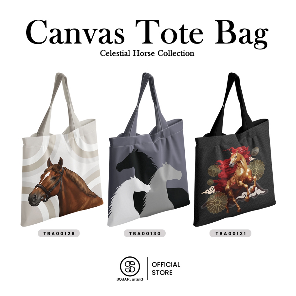 กระเป๋า SOdA Canvas Tote Bag Celestial Horse Collection 🐴 รหัส TBA00129-TBA00131 #SOdAbag