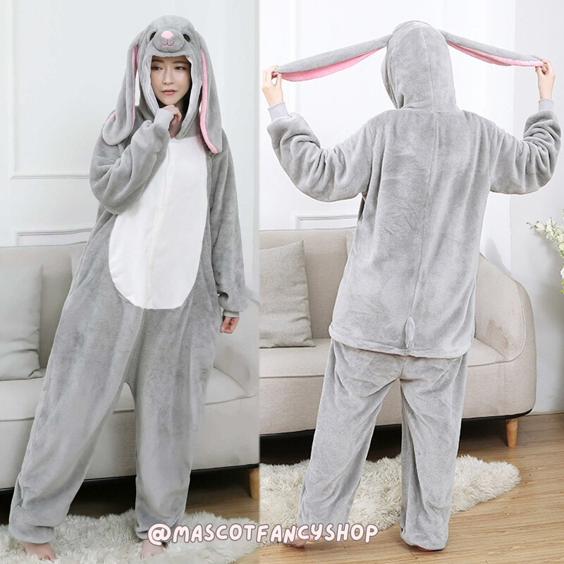 [Mascotfancyshop] ชุดนอนมาสคอต กระต่ายเทา หูยาว (rabbit/bunny)