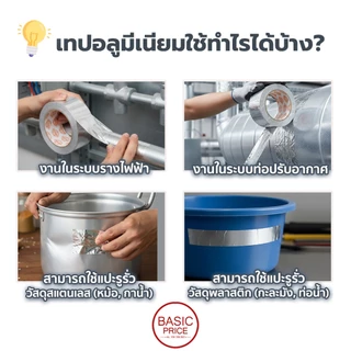 เทปอลูมิเนียม (ขนาด30หลา) แผ่นปะหม้อ แปะหม้อ หม้อรั่ว ซ่อมหม้อ ปะหม้อ