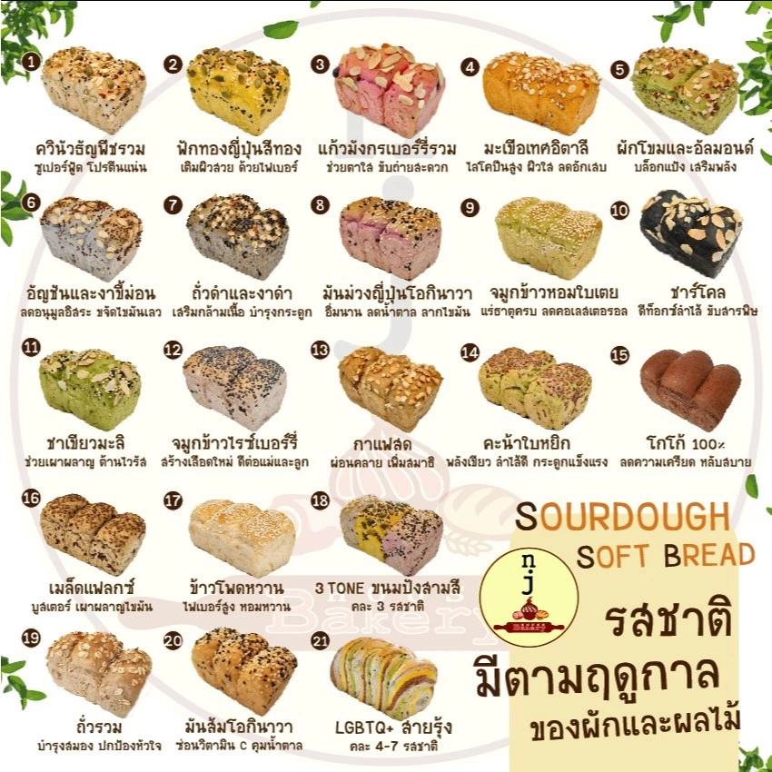 รอบส่งlวันศุกร์-วันจันทร์ ขนมปังเพื่อสุขภาพ โลฟ S / M 为健康定做的酸软面包