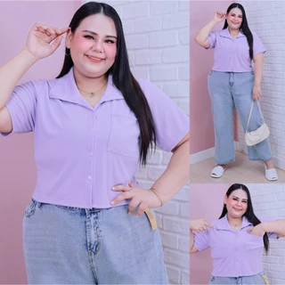 [ ส่งฟรี 🔥 ] A342/A442 Candy Crop เสื้อครอปแขนสั้นสาวพลัสไซส์ ครอปสาวอวบ (อก : 46-60“)