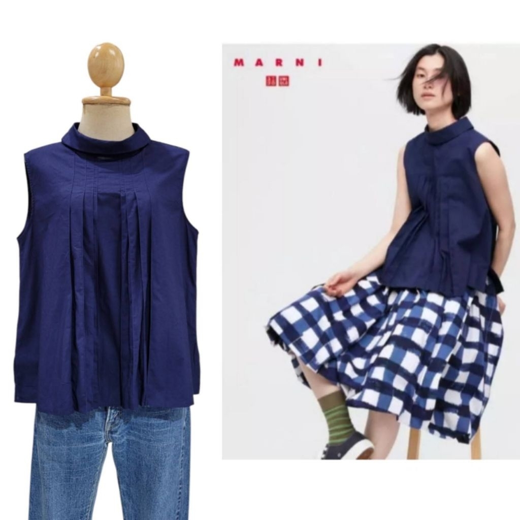 Uniqlo x Marni 22SS Sleeveless Cotton Tuck Blouse