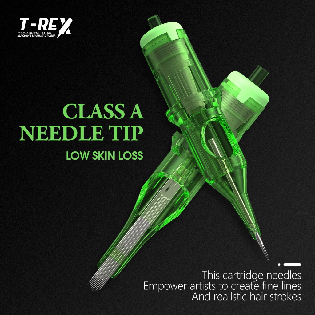 ตลับเข็มสัก T-Rex 20 ชิ้น ขนาด 0.35mm แบบ RL/RM ปลอดภัยปลอดเชื้อ สำหรับงานสักและแต่งหน้าถาวร
