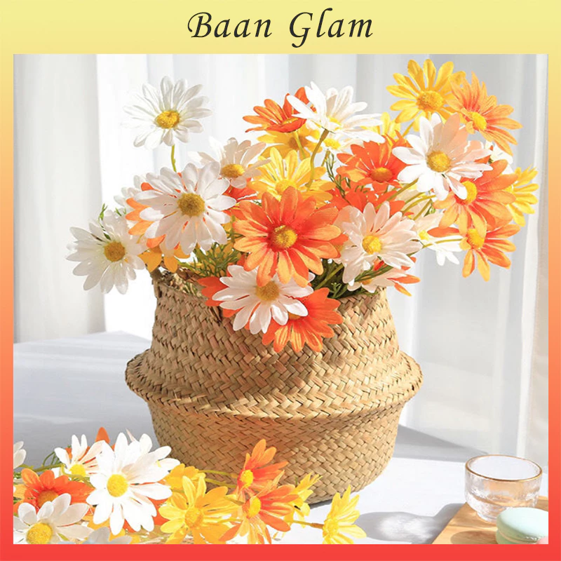 ดอกไม้ประดิษฐ์ ดอกเดซี่ ผ้าไหม DIY สำหรับตกแต่งบ้าน