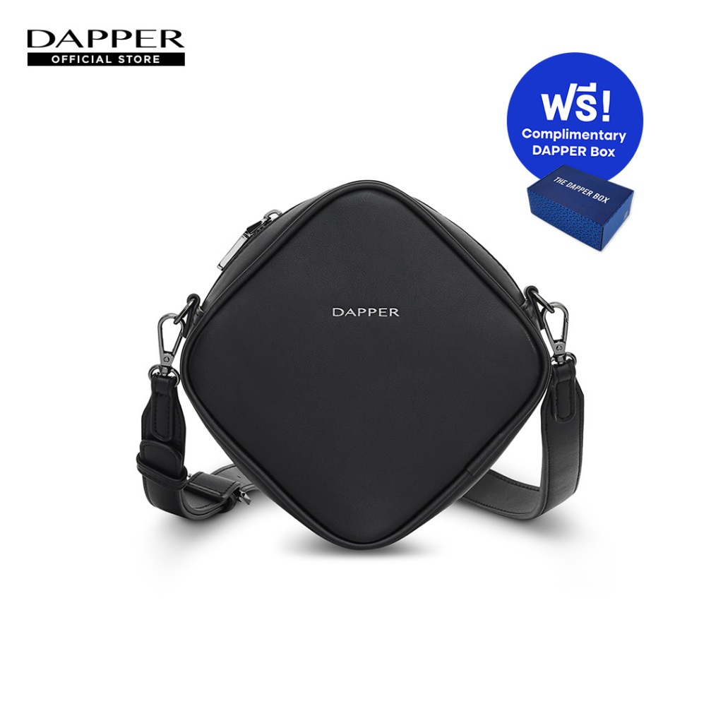 DAPPER กระเป๋าสะพายข้าง Diamond Crossbody Bag สีดำ (BM7/BK/1300PN) + DAPPER Box