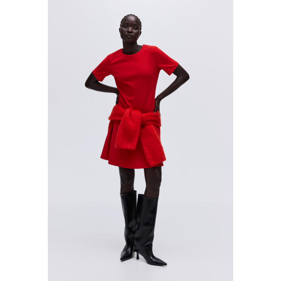 H&M(เอชแอนด์เอ็ม) เดรสผ้าพอนเต้ ดิ โรม่า ผู้หญิง 1306255_1