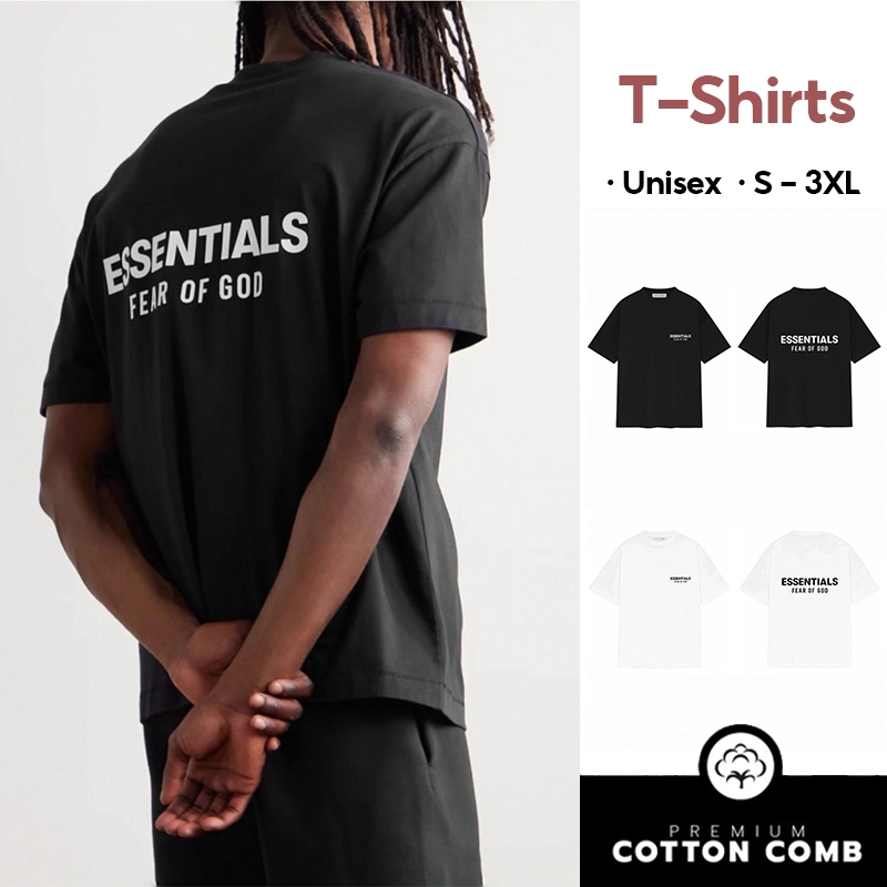 เสื้อยืด ESSENTIALS Fear of God  FOG Classic Short คลาสสิก โลโก้หน้า–หลัง มินิมอล ใส่ได้ทั้งชายหญิง ผ้านุ่มใส่สบาย
