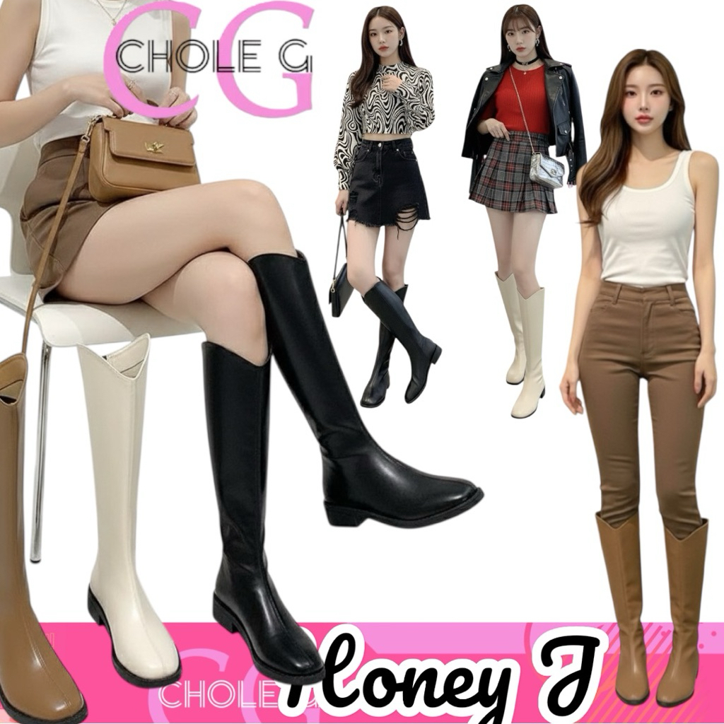 [ส่งด่วนถึงภายใน3ชม.ได้]👍Chole G: Honey J Korea Long Boots รองเท้าบูทหนังยาว size 37-42 (SH0075) ส้น