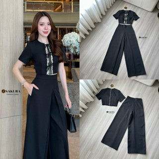 Sakura Set เสื้อ+กางเกงขายาว ชุดสีดำ