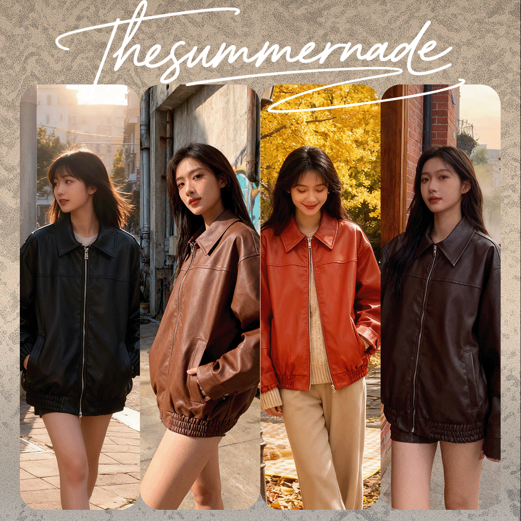 Thesummernade faux leather bomber jacket SU42