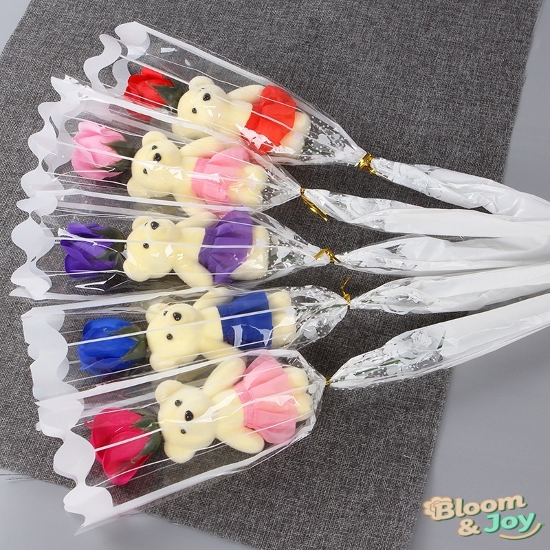 ของขวัญวันแม่ วันวาเลนไทน์ วันครู: ดอกกุหลาบประดิษฐ์รูปหมีขนาด 40 ซม. ราคา ถูกที่สุด ดีลบีเคเค แกลเลอรีภาพที่ 4