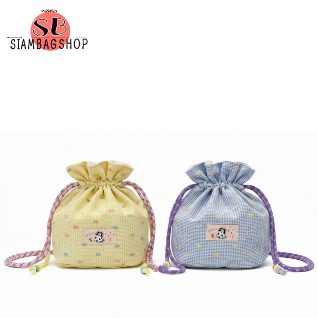 SIAMBAGSHOP(S2385) กระเป๋าสะพายข้างทรงขนมจีบ สายเชือกสีน่ารัก ขนาด13.5นิ้ว