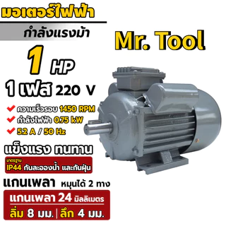 มอเตอร์ไฟฟ้า 0.5 HP , 1 HP , 1.5 HP , 2 HP , 3 HP , 5.5HP ขนาดแรงดัน 220V ทองแดงผสม 1450 RPM