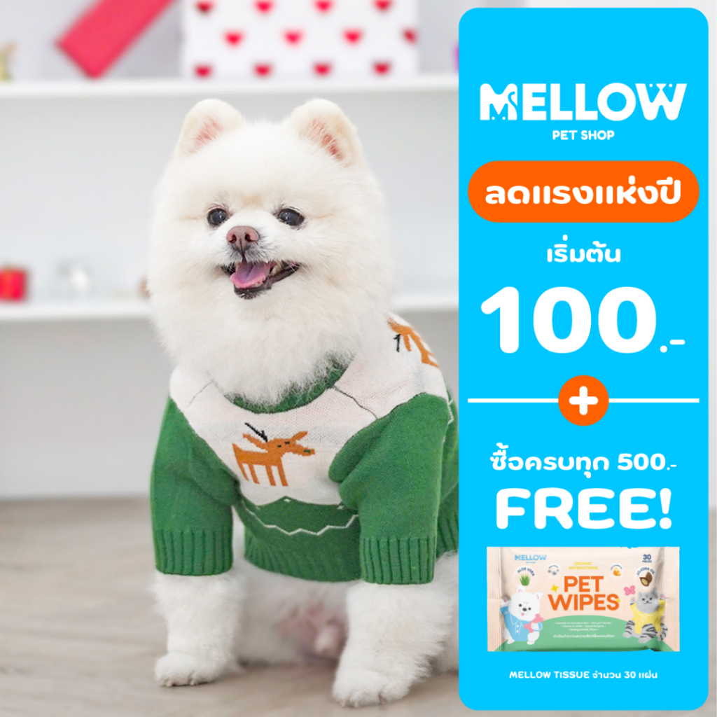 RUDOLF SWEATHER GREEN (เสื้อผ้าสำหรับน้องหมาน้องเเมว)