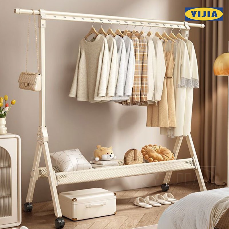 YIJIA ราวตากผ้าอลูมิเนียม ราวตากผ้า 230cm พับเก็บได้ เคลื่อนไหว จัดเก็บสะดวกแข็งแรง ทนทาน