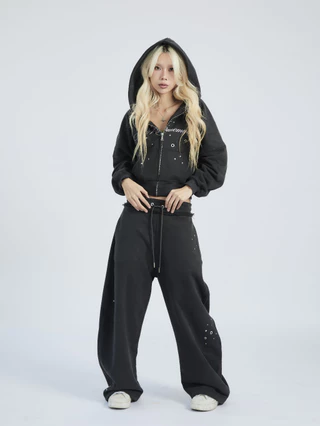 Call Me / Hoodie & Long Sweat Pant / Charcoal ( เสื้อฮู้ดดี้และกางเกงสเวตแพนท์ )