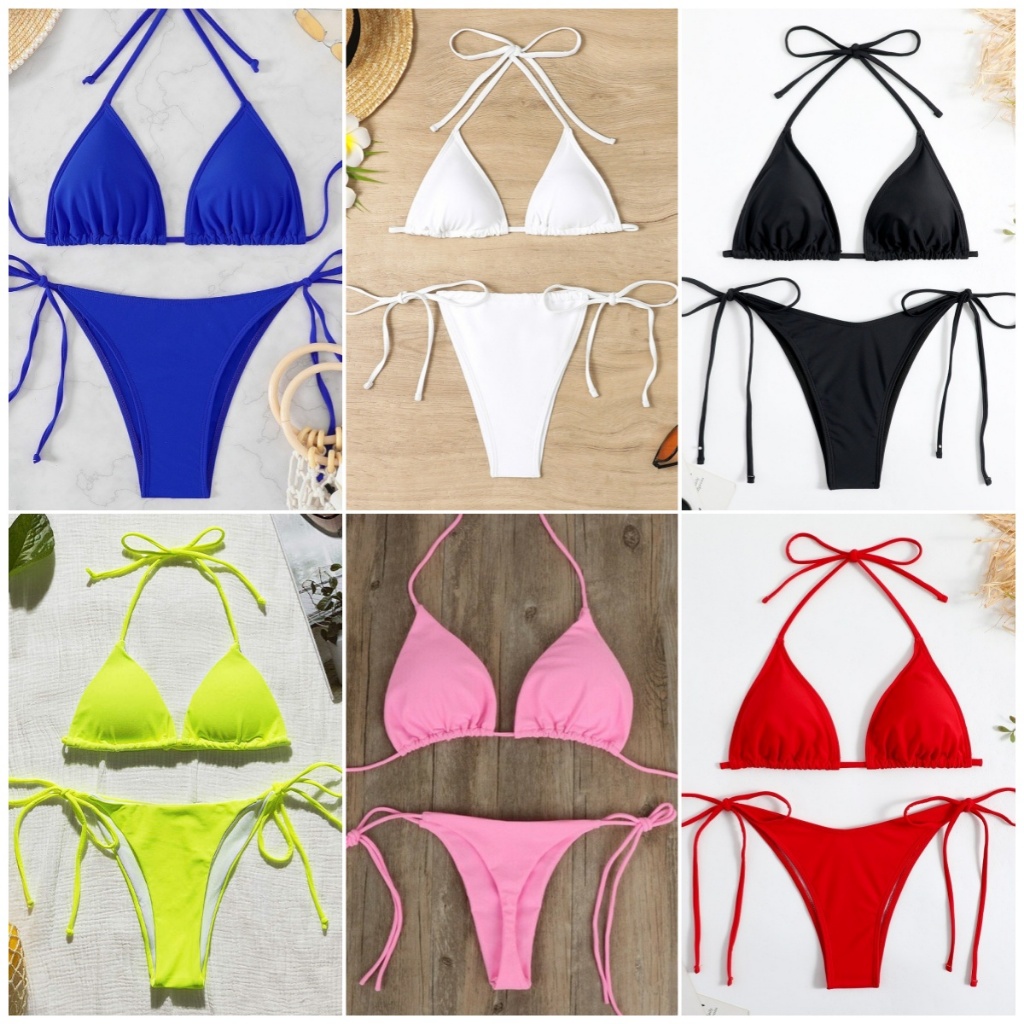 Basic swimsuit  ชุดว่ายน้ำผู้หญิง ชุดว่ายน้ำเบสิค ชุดว่ายน้ำ bikini สีทึบ หลากสี ราคาถูก ส่งจากไทย ราคา ถูกที่สุด ดีลบีเคเค แกลเลอรีภาพที่ 2