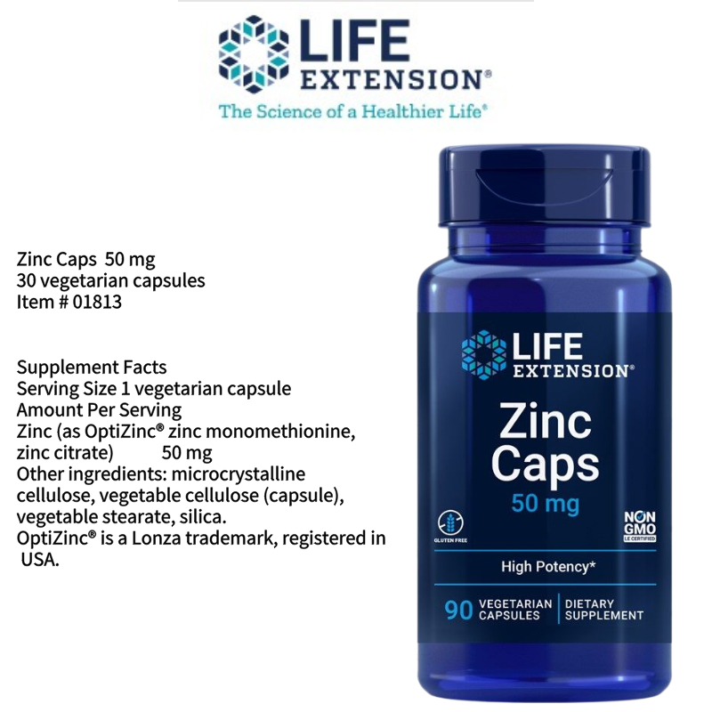 LE Zinc Caps 50 mg 90 vegetarian capsules  Support the body's immune defenses, absorbable