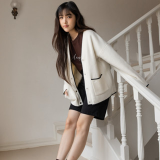 avo คาร์ดิแกนแต่งขอบทูโทน vivie knit cardigan