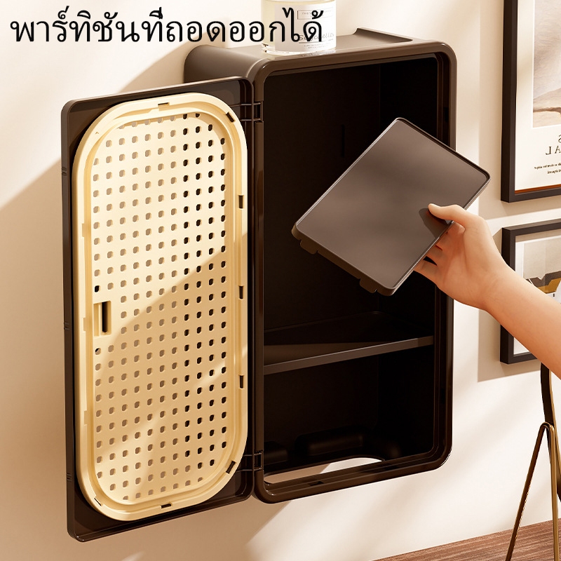 【ThaiBreeze】สไตล์วินเทจติดผนังเนื้อเยื่อกล่องเก็บฝุ่นกล่องเก็บความจุขนาดใหญ่แบ่งช่องเก็บของรายการติดตั้งง่าย - รูปที่ 4