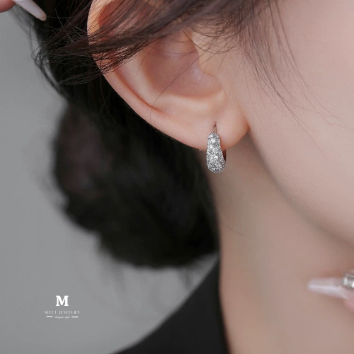 MEET💕ต่างหูเงิน Crushed Ice ตุ้มหูเพชร ต่างหูเก๋ๆ ต่างหูแฟชั่น ตุ้มหูเงิน ต่างหูเพชร ต่างหูผู้หญิง รูปที่ 9